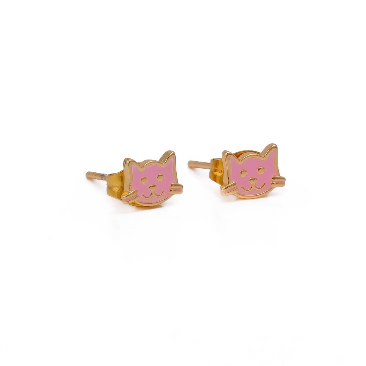 Adorable Cat Shaped Stud Gold Plated Earrings For Children