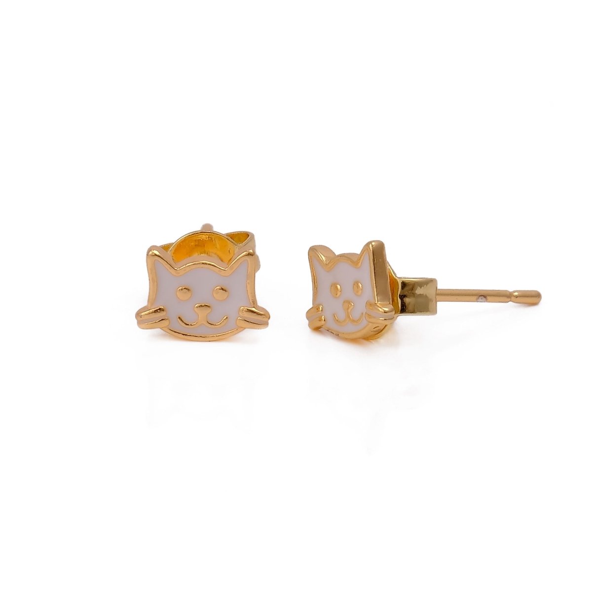 Adorable Cat Shaped Stud Gold Plated Earrings For Children