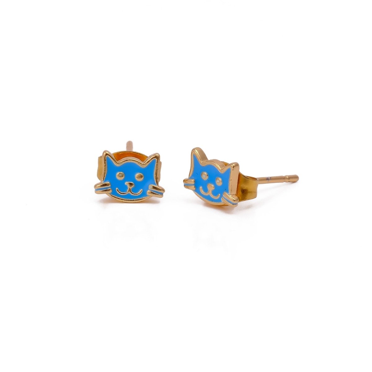 Adorable Cat Shaped Stud Gold Plated Earrings For Children