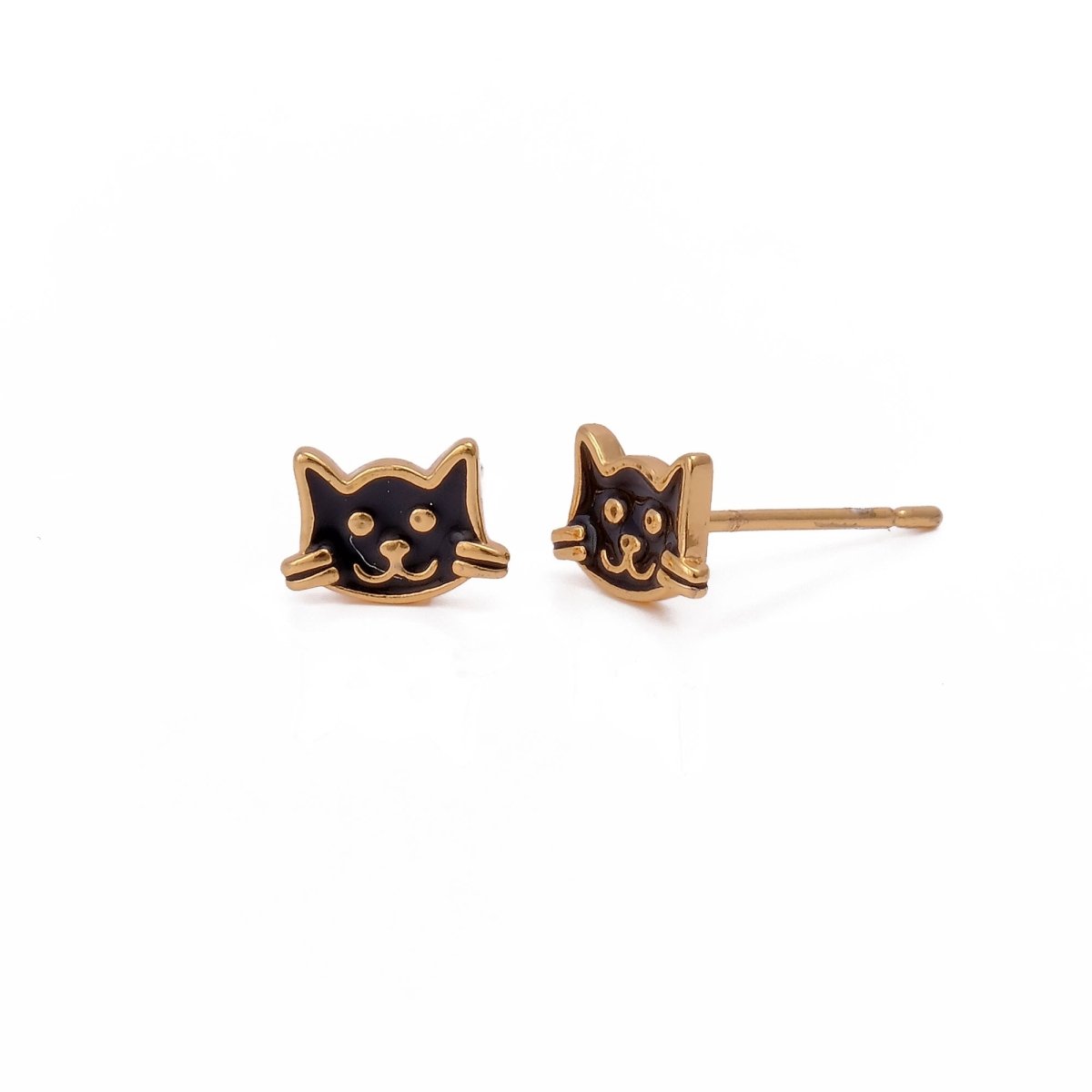 Adorable Cat Shaped Stud Gold Plated Earrings For Children