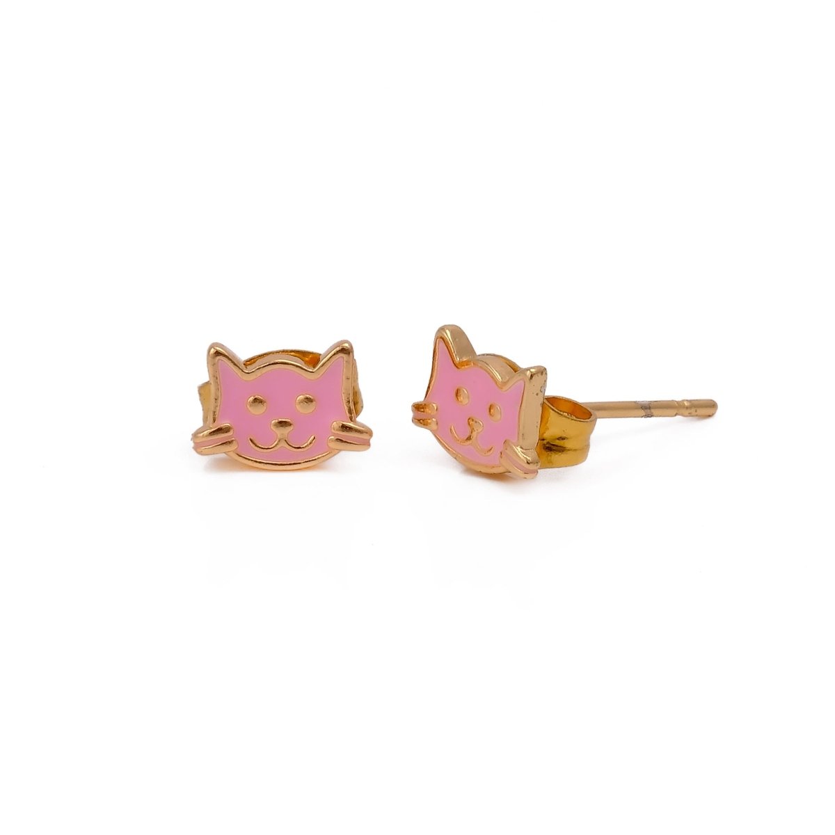 Adorable Cat Shaped Stud Gold Plated Earrings For Children