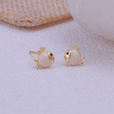 Adorable Gold Plated Enamel Fish Stud Earrings Whimsical Gold Fish Earrings