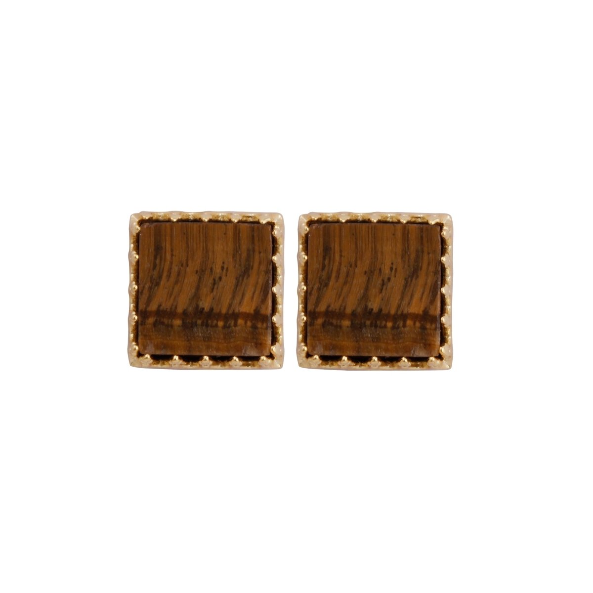 Amazonite Stones Stud Earring Gold Plated Square Shape Handmade Statement Earring