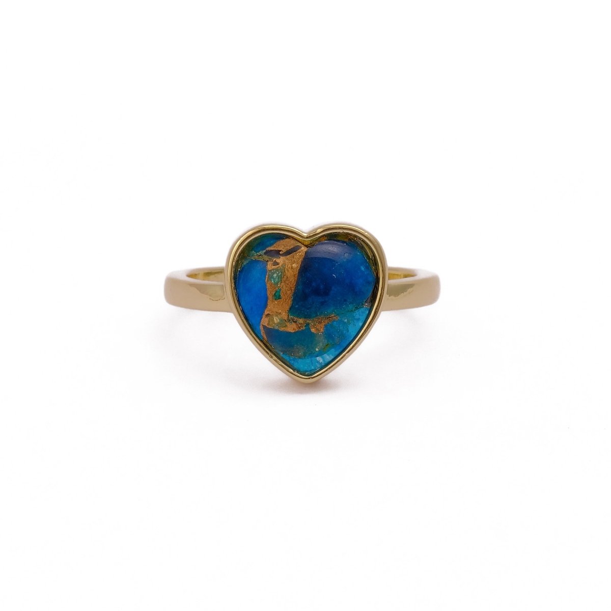 Apatite Mohave Heart Shape Statement Ring, Gold Plated Jewelry CR - 1002