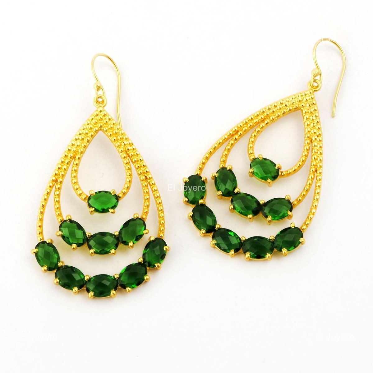 Apatite Stone Gold Plated Engagement Daughter Dangle Drop Prong Hook Earrings