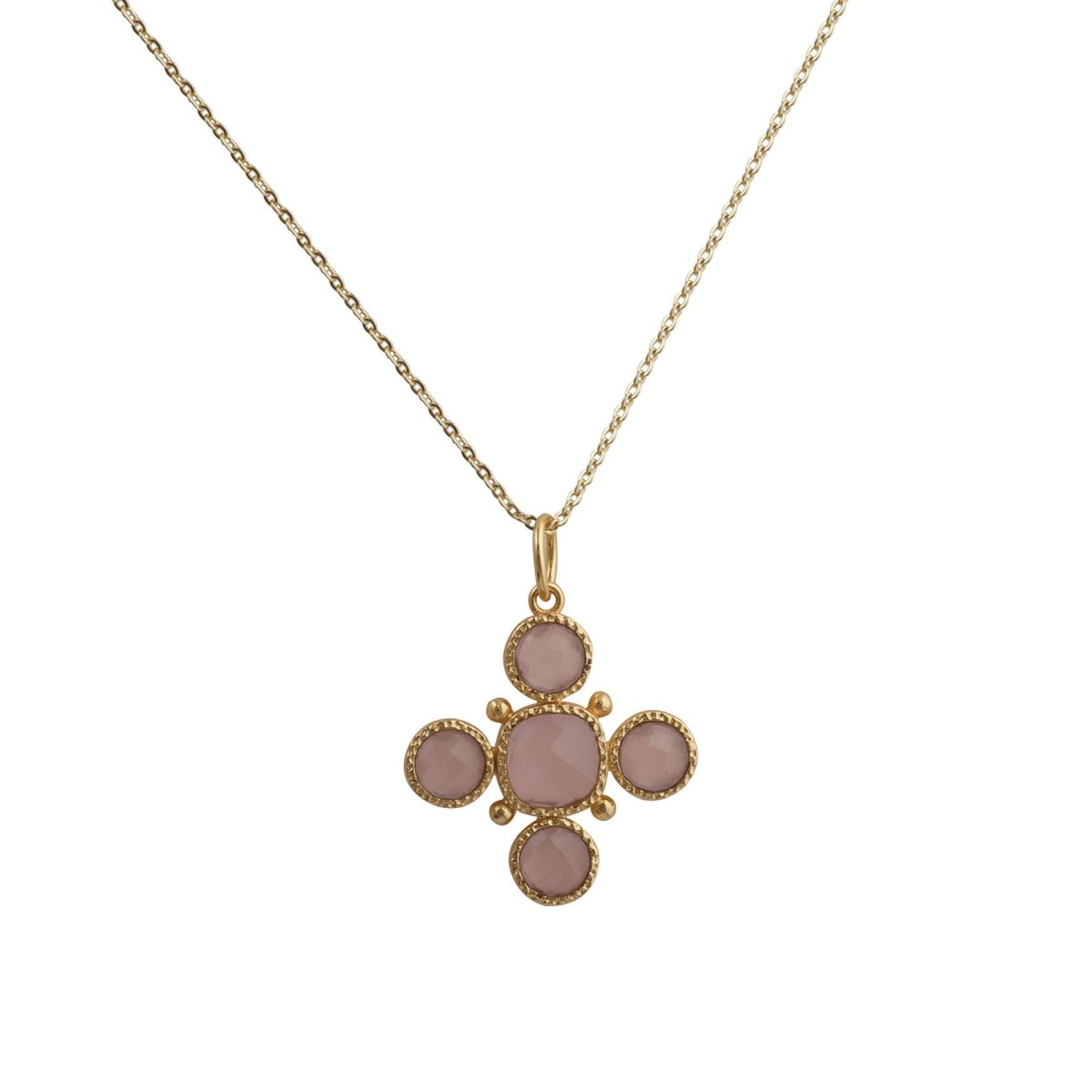 Artisanal Blue Turquoise Cross Pendant Necklace, Gold Plated Birthstone Jewelry 5388