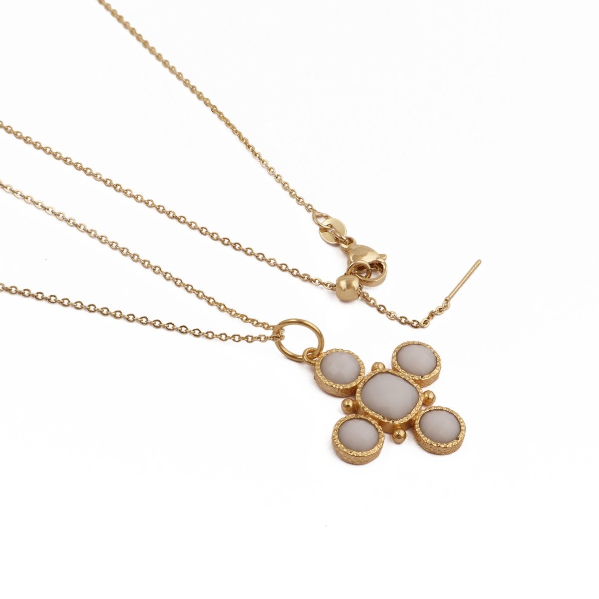 Artisanal Blue Turquoise Cross Pendant Necklace, Gold Plated Birthstone Jewelry 5388