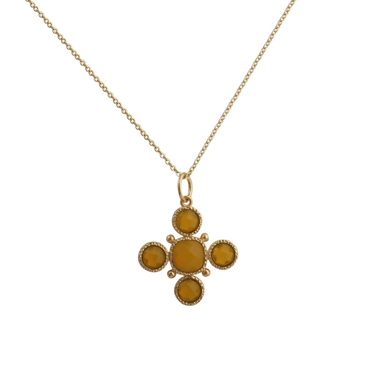 Artisanal Blue Turquoise Cross Pendant Necklace, Gold Plated Birthstone Jewelry 5388