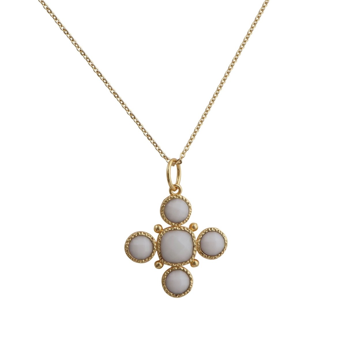 Artisanal Blue Turquoise Cross Pendant Necklace, Gold Plated Birthstone Jewelry 5388