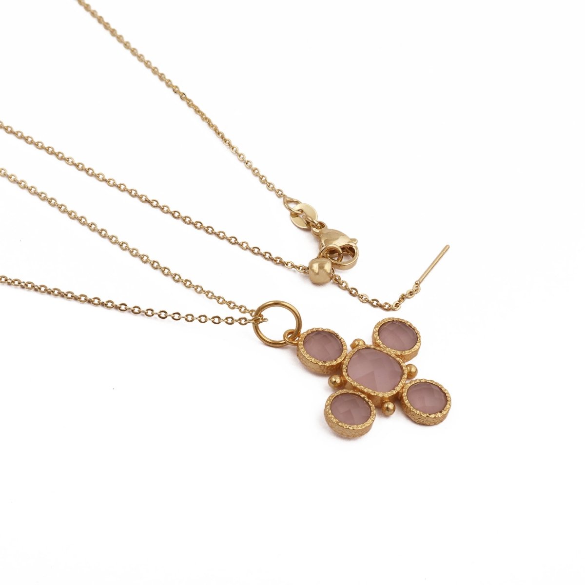 Artisanal Blue Turquoise Cross Pendant Necklace, Gold Plated Birthstone Jewelry 5388