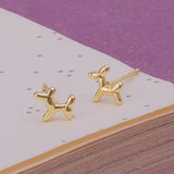 Balloon Dog Stud Earrings Cute Minimal Gold Plated Earrings