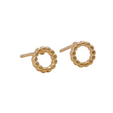 Beaded Circle Stud Earrings Minimal Gold Plated Open Hoop Style Dainty Earrings
