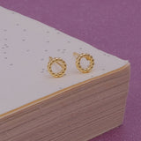 Beaded Circle Stud Earrings Minimal Gold Plated Open Hoop Style Dainty Earrings