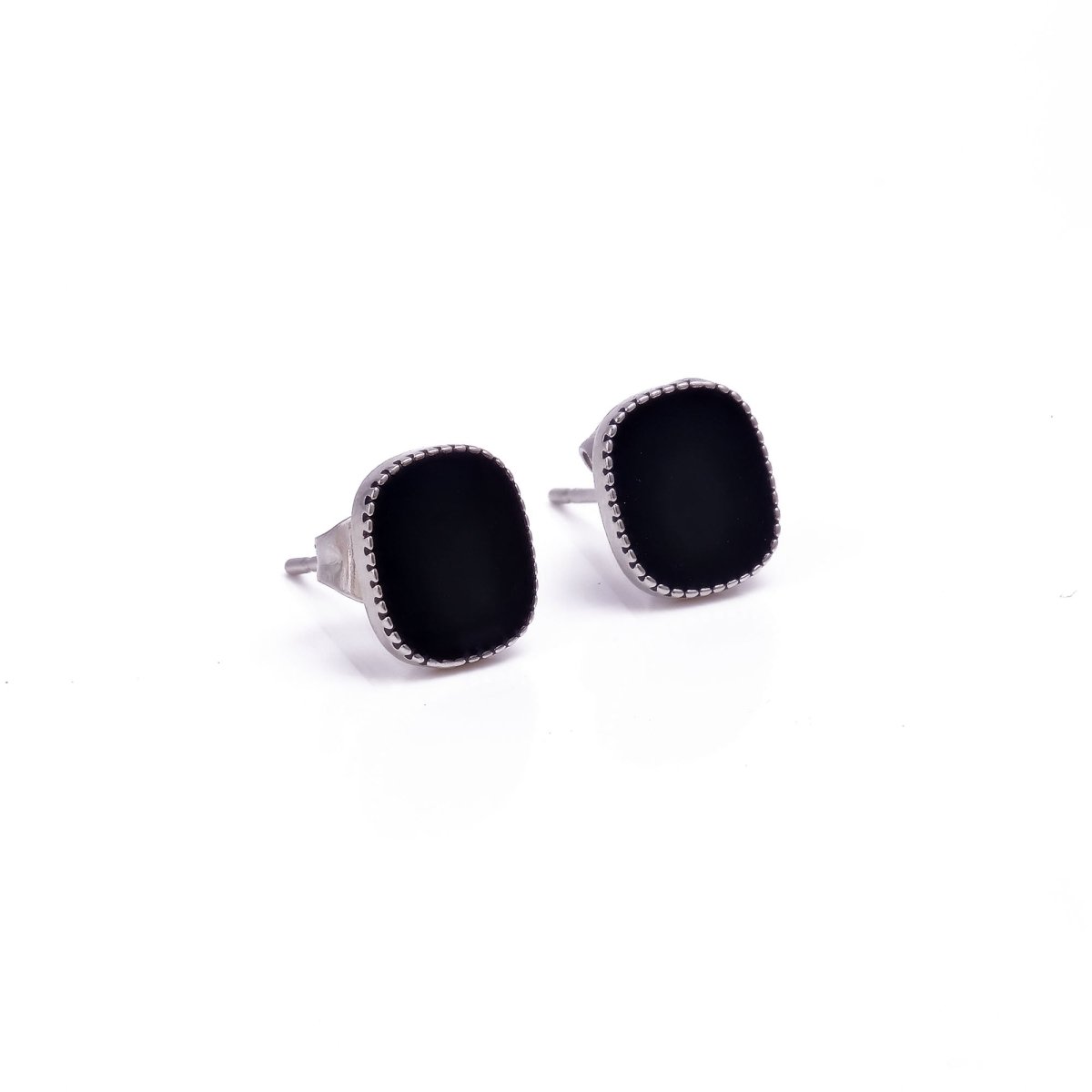 Black Cushion-Cut Earring Tiny Stud Jewelry
