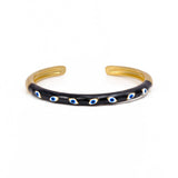 Black Enamel Bracelet Open Cuff Bracelet Gold Plated Bangle