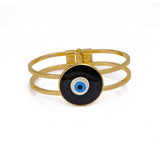 Black Enameled Evil Eye Bangle Aesthetic Gold Plated Jewelry For Her