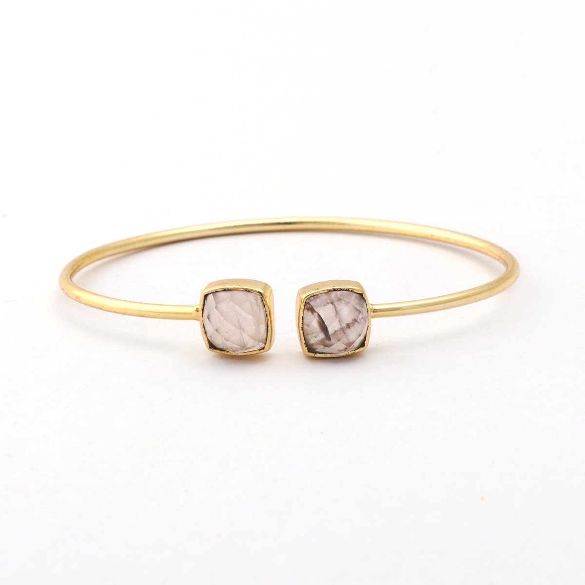 Black Onyx Bangle Double Stone Openable Cuff Style Gemstone Gold Plated Bangle