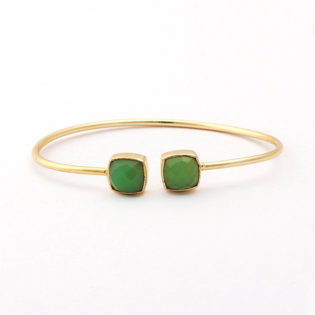 Black Onyx Bangle Double Stone Openable Cuff Style Gemstone Gold Plated Bangle
