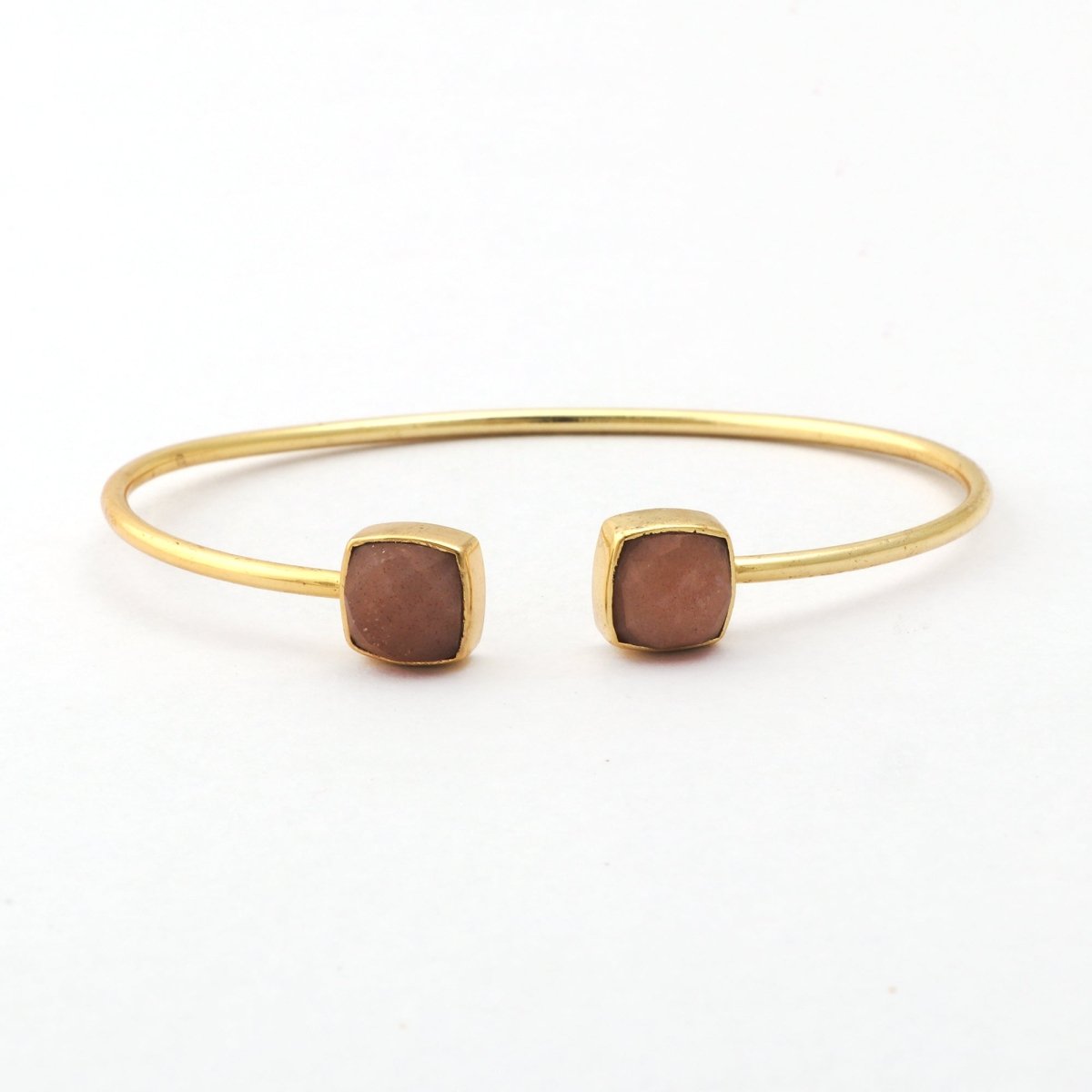 Black Onyx Bangle Double Stone Openable Cuff Style Gemstone Gold Plated Bangle