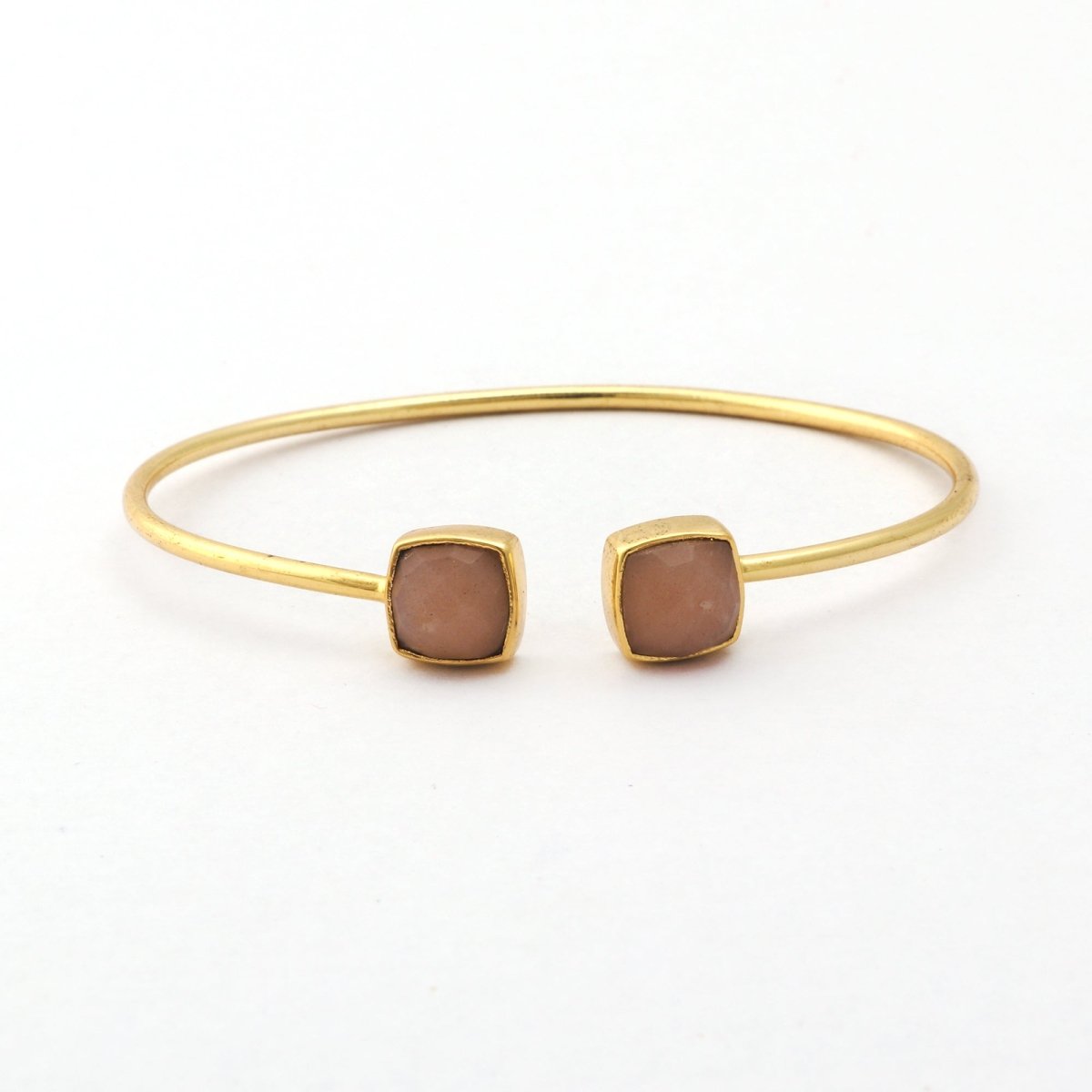 Black Onyx Bangle Double Stone Openable Cuff Style Gemstone Gold Plated Bangle