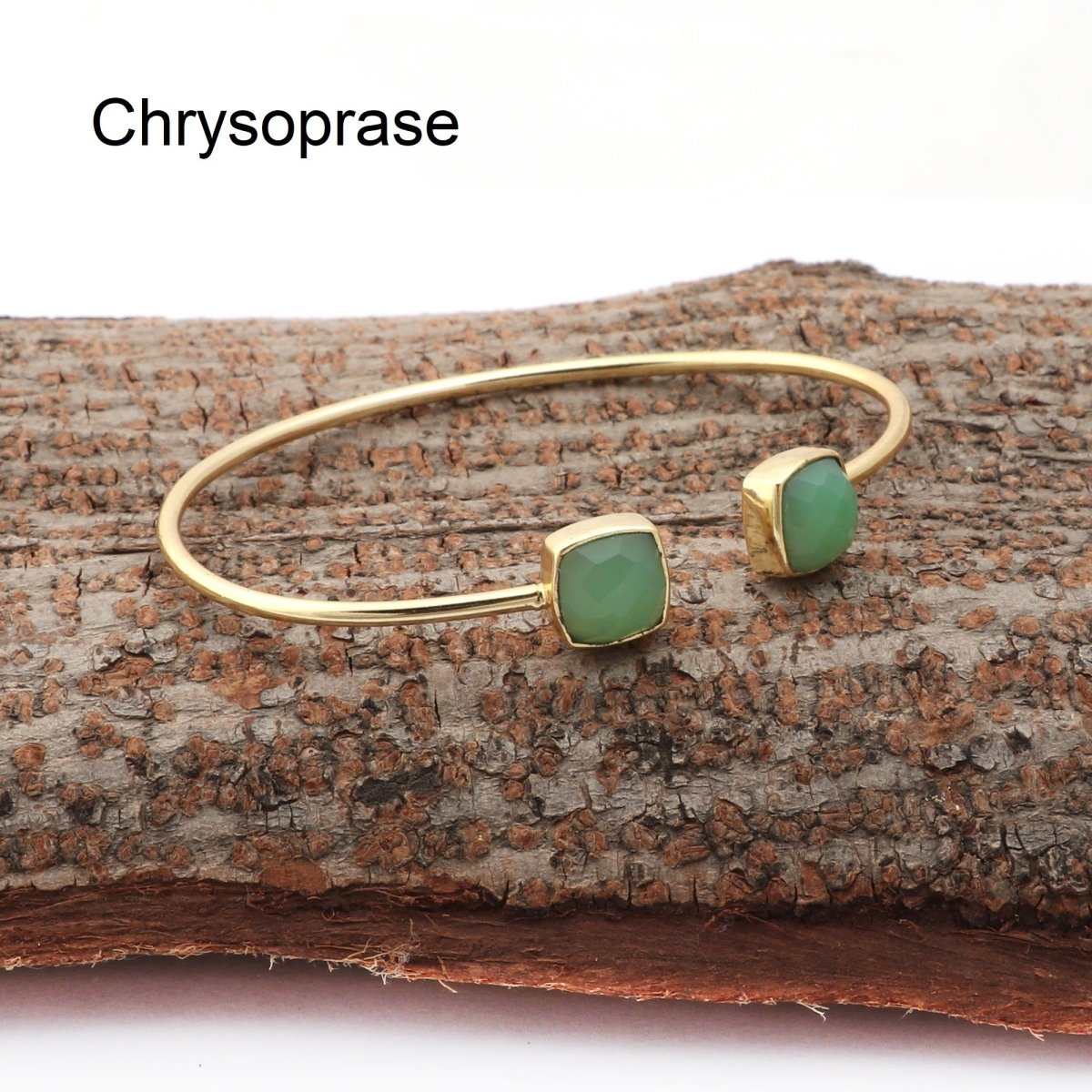 Black Onyx Bangle Double Stone Openable Cuff Style Gemstone Gold Plated Bangle Chrysophase