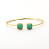 Black Onyx Bangle Double Stone Openable Cuff Style Gemstone Gold Plated Bangle