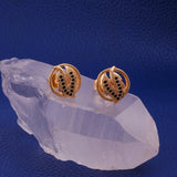 Black Onyx Gemstone Stud Earrings Elegant Leaf Gold Plated Jewelry For Women