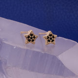 Black Onyx Gemstone Stud Earrings Gold Plated Star Shape Earrings