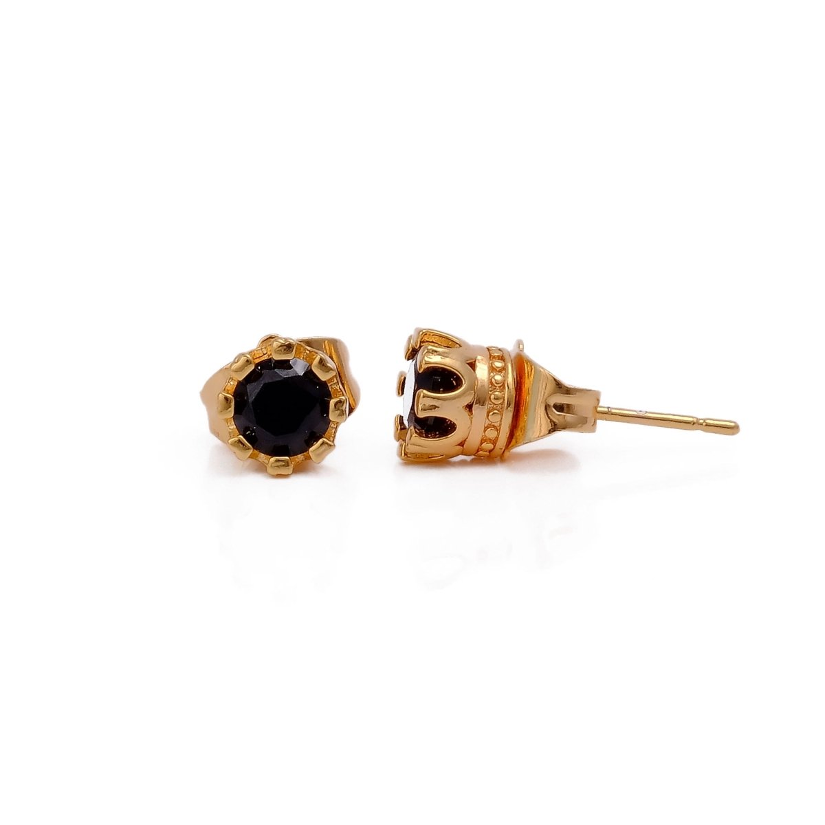Black Onyx Gemstone Stud Earrings Gold Plated Studs For Her