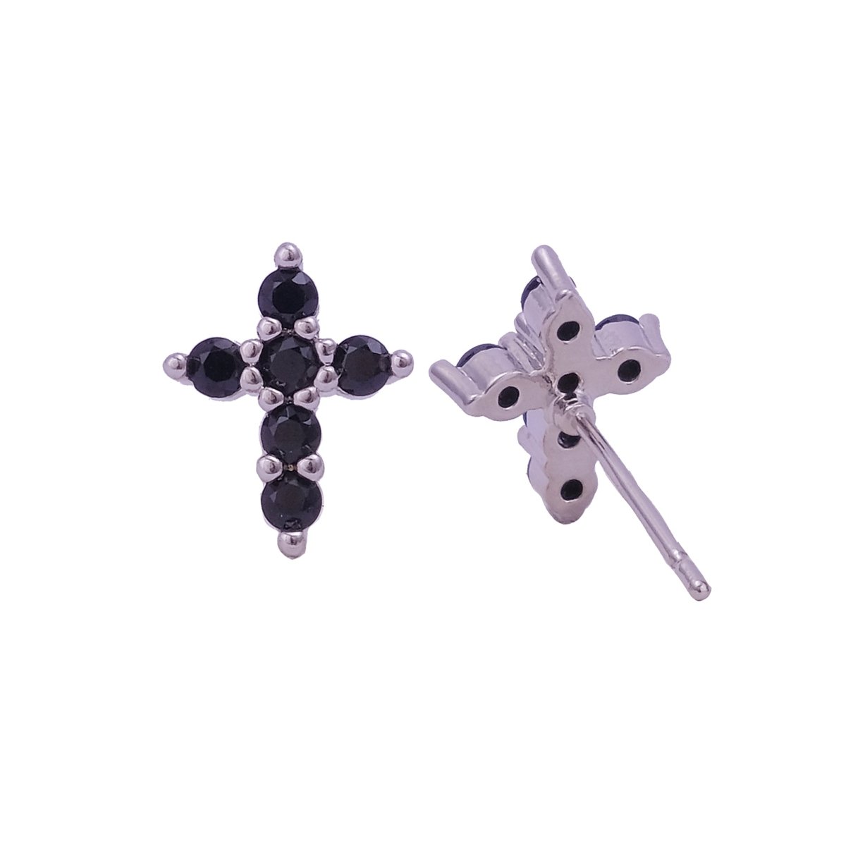Black Onyx Gemstone Stud Earrings Tiny Aesthetic Christian Earrings Silver Plated Jewelry