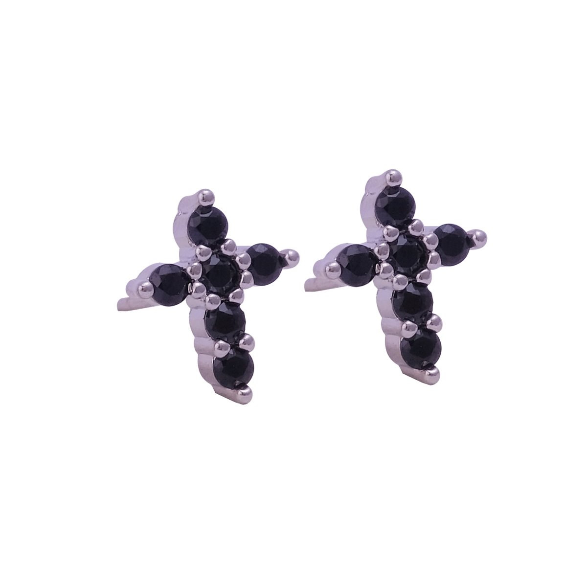 Black Onyx Gemstone Stud Earrings Tiny Aesthetic Christian Earrings Silver Plated Jewelry