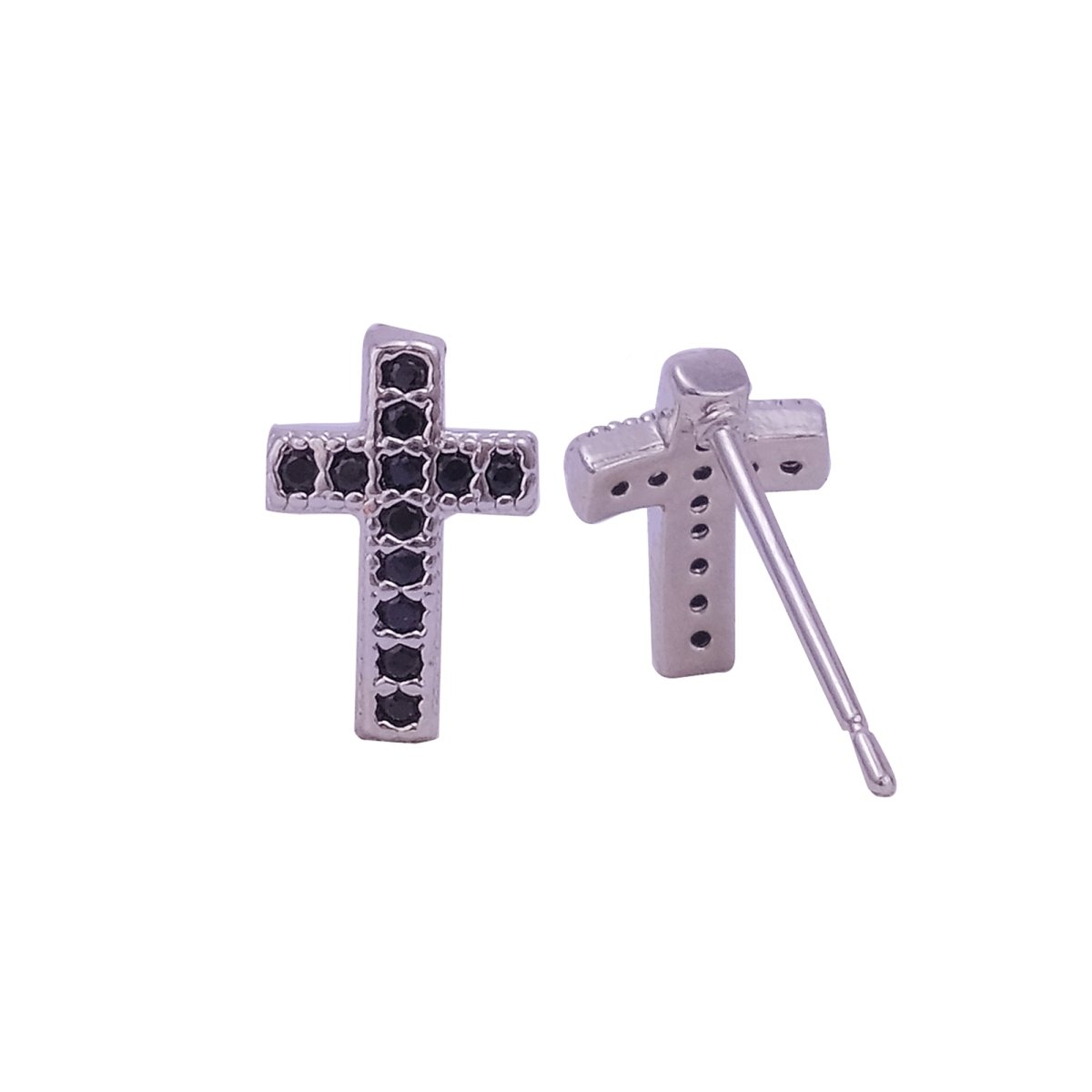 Black Onyx Gemstone Stud Earrings Tiny Aesthetic Christian Jewelry Silver Plated Jewelry