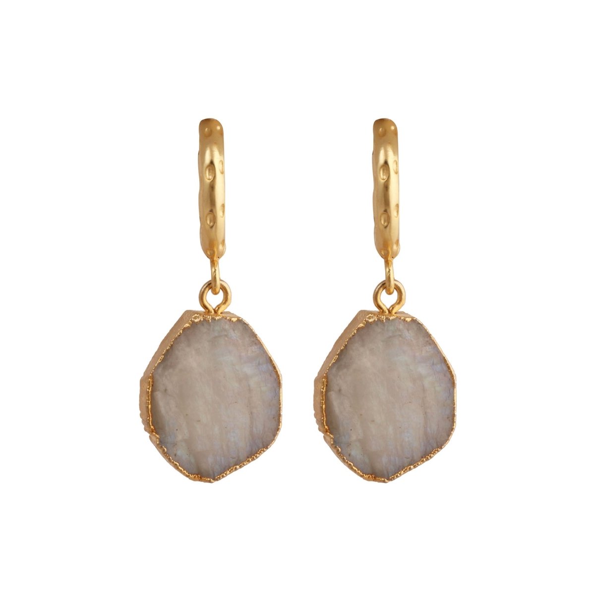 Black Onyx Gold Hoop Earrings Raw Gemstone, Dangle Earrings Gift for Women 5216