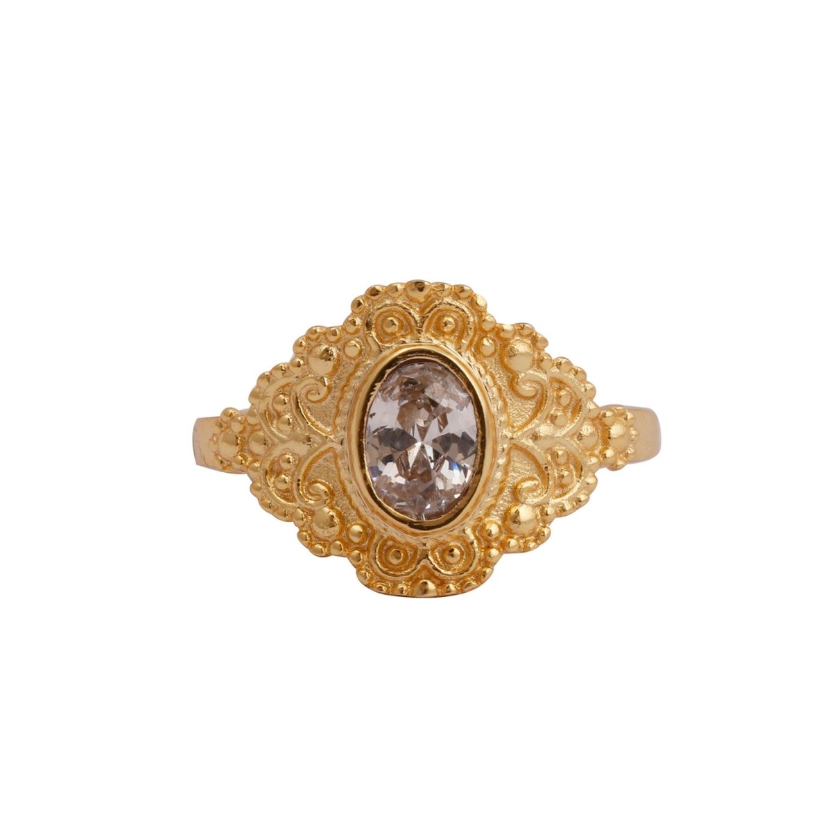 Black Onyx Gold Plated Ring Ornate Boho Statement Ring