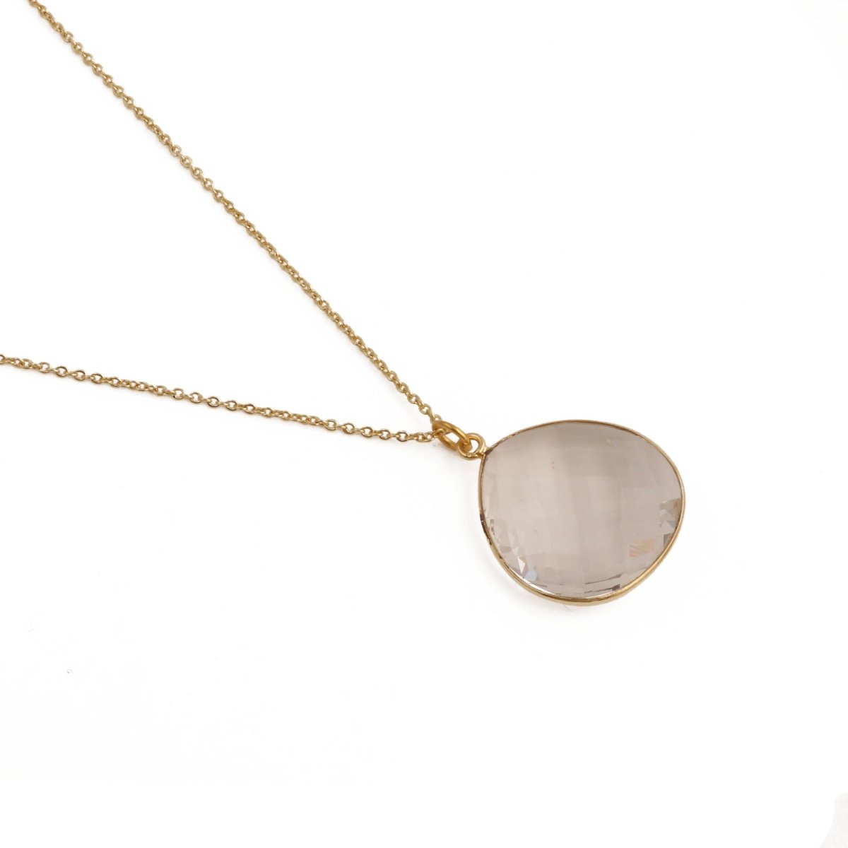 Black Onyx Pendant Necklace Teardrop Gemstone Gold Plated Chain Minimalist Necklace