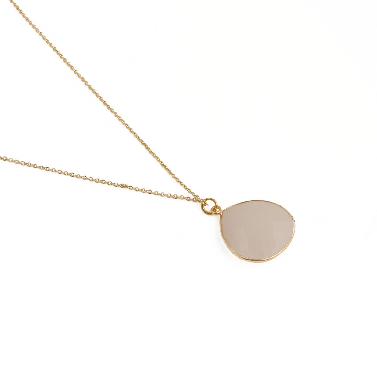 Black Onyx Pendant Necklace Teardrop Gemstone Gold Plated Chain Minimalist Necklace