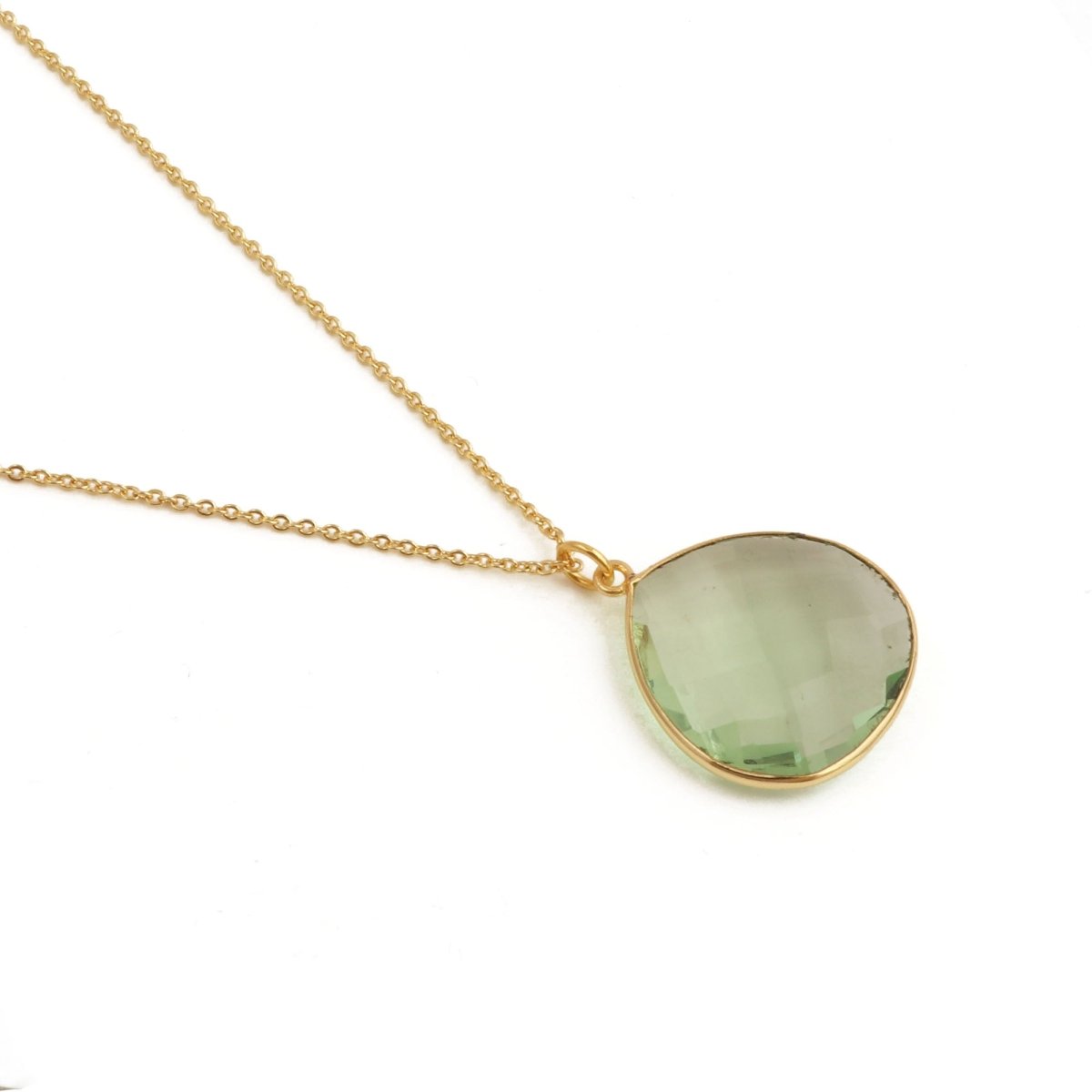 Black Onyx Pendant Necklace Teardrop Gemstone Gold Plated Chain Minimalist Necklace