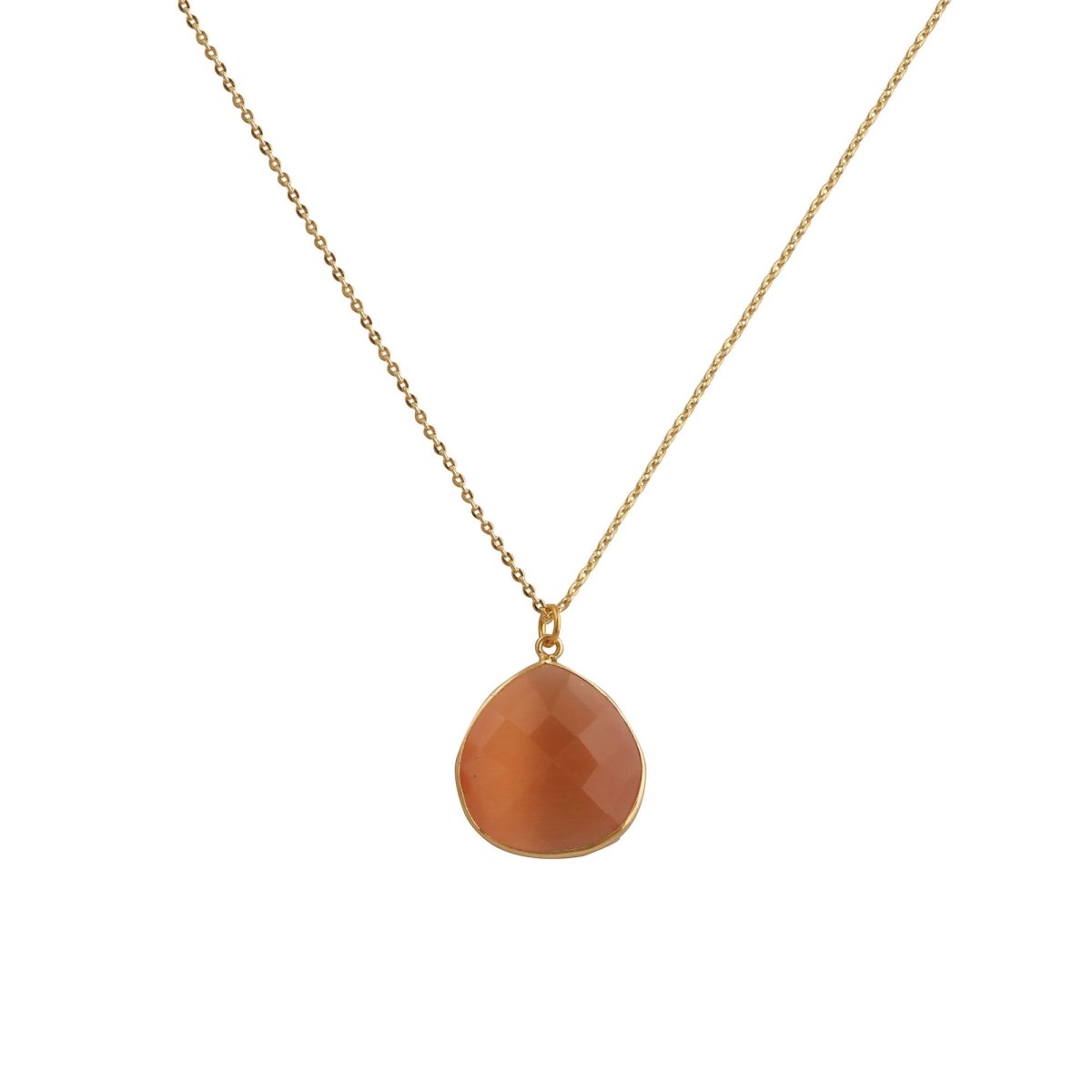 Black Onyx Pendant Necklace Teardrop Gemstone Gold Plated Chain Minimalist Necklace