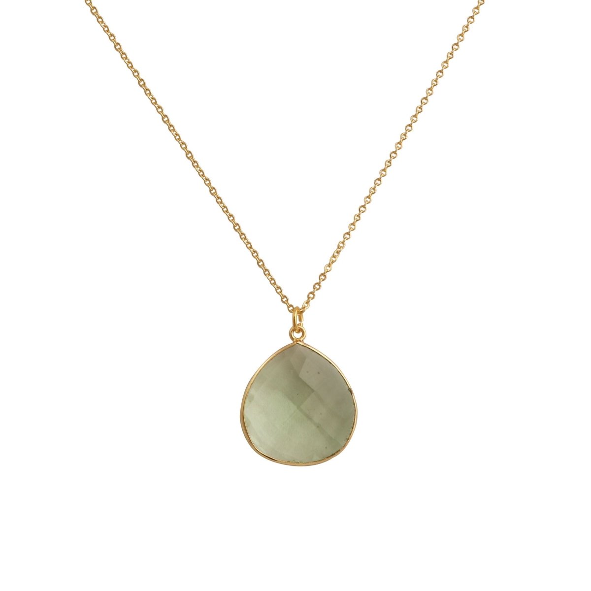 Black Onyx Pendant Necklace Teardrop Gemstone Gold Plated Chain Minimalist Necklace