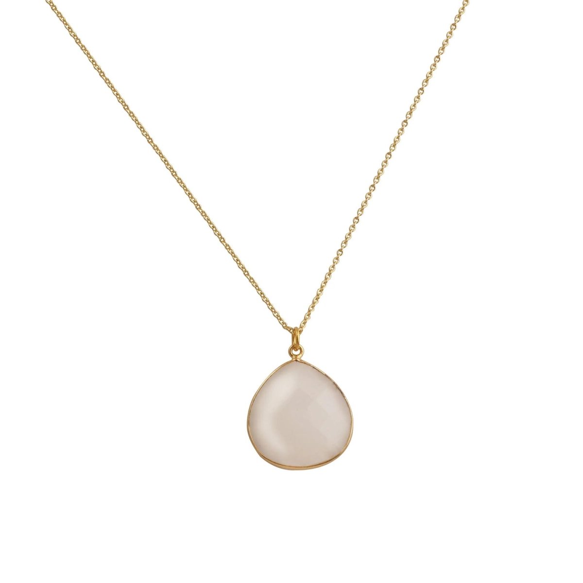 Black Onyx Pendant Necklace Teardrop Gemstone Gold Plated Chain Minimalist Necklace