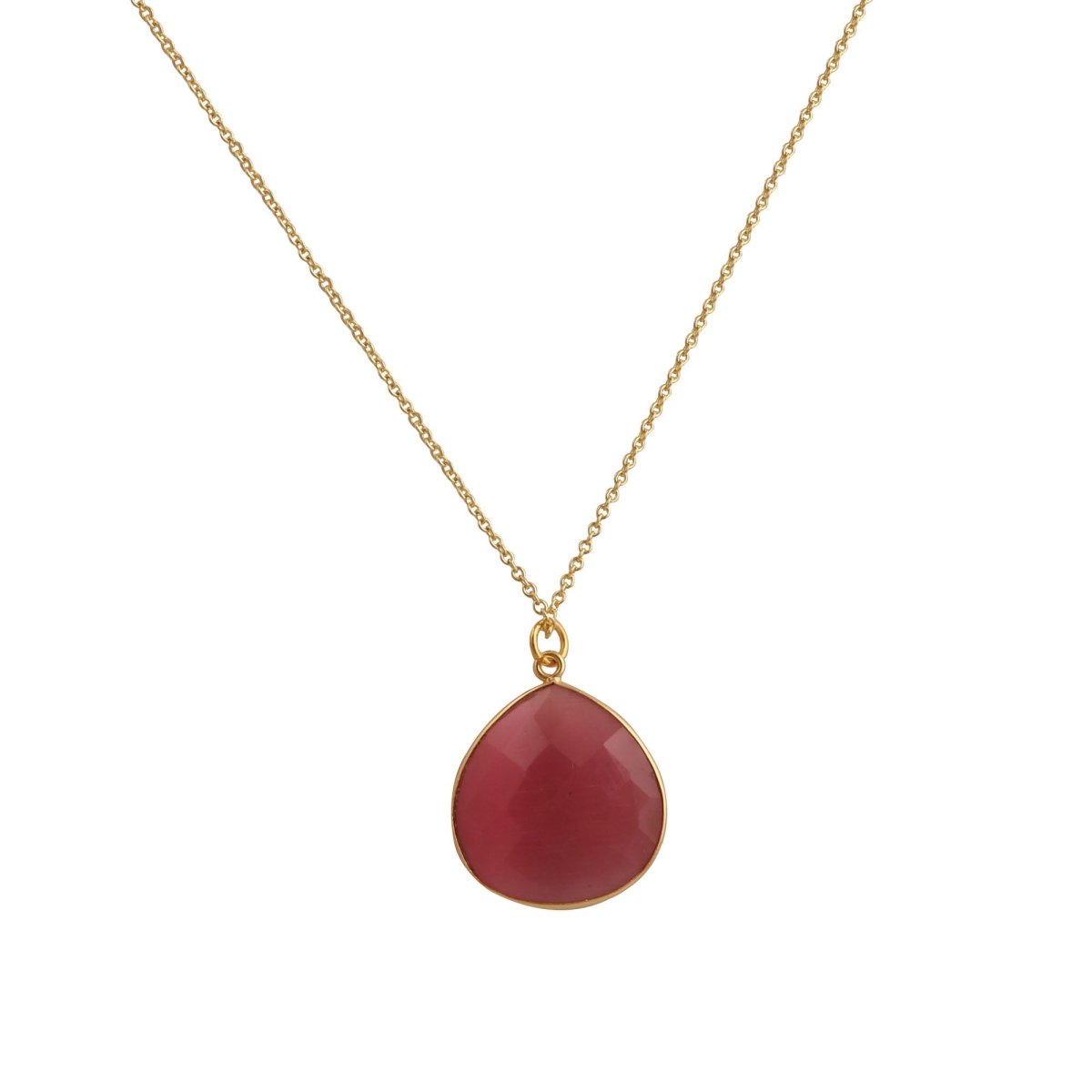 Black Onyx Pendant Necklace Teardrop Gemstone Gold Plated Chain Minimalist Necklace