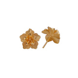 Bloom Gold Plated Flower Textured Petal Design Stud Earrings