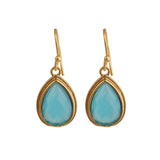 Blue Chalcedony Dangle Drop Hook Earrings, Minimalist Birthstone Jewelry CE - 1035
