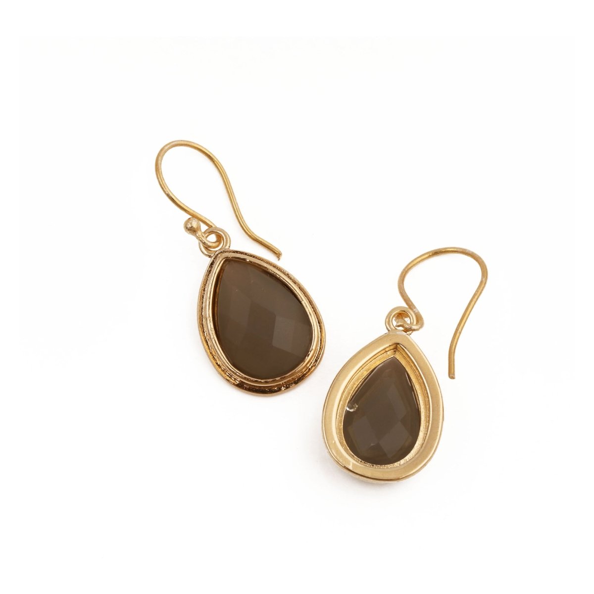 Blue Chalcedony Dangle Drop Hook Earrings, Minimalist Birthstone Jewelry CE - 1035