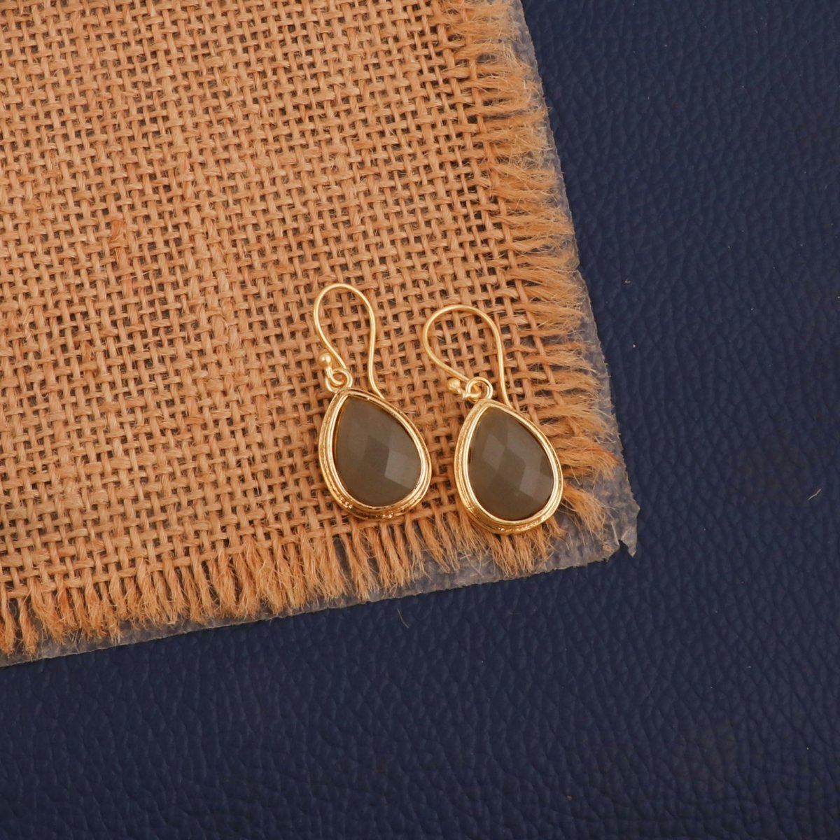 Blue Chalcedony Dangle Drop Hook Earrings, Minimalist Birthstone Jewelry CE - 1035