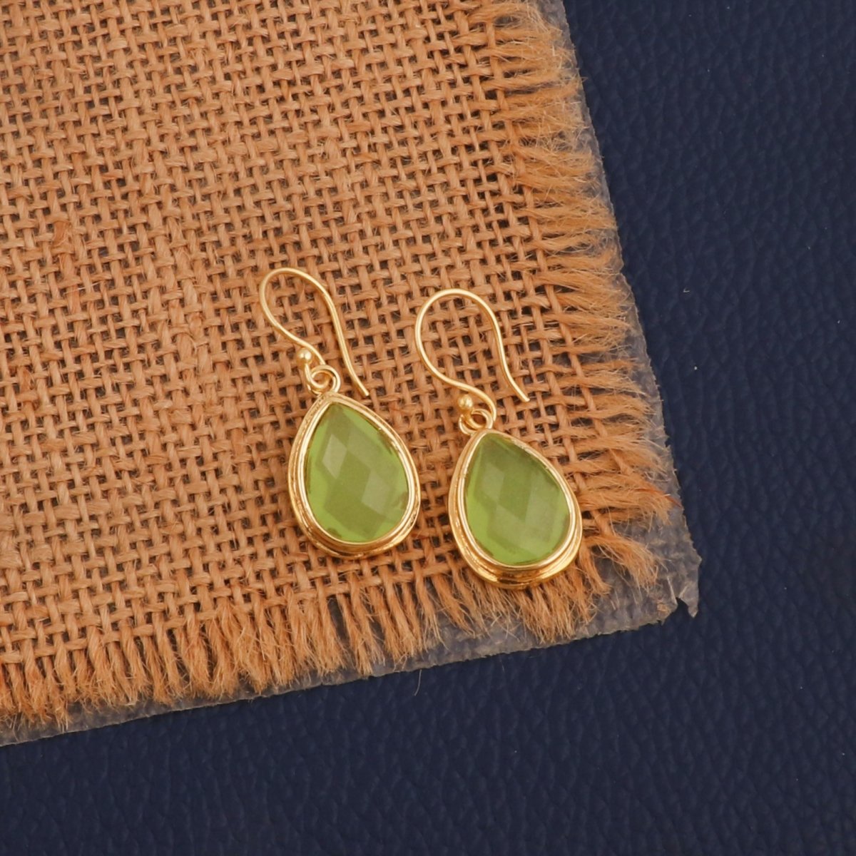 Blue Chalcedony Dangle Drop Hook Earrings, Minimalist Birthstone Jewelry CE - 1035