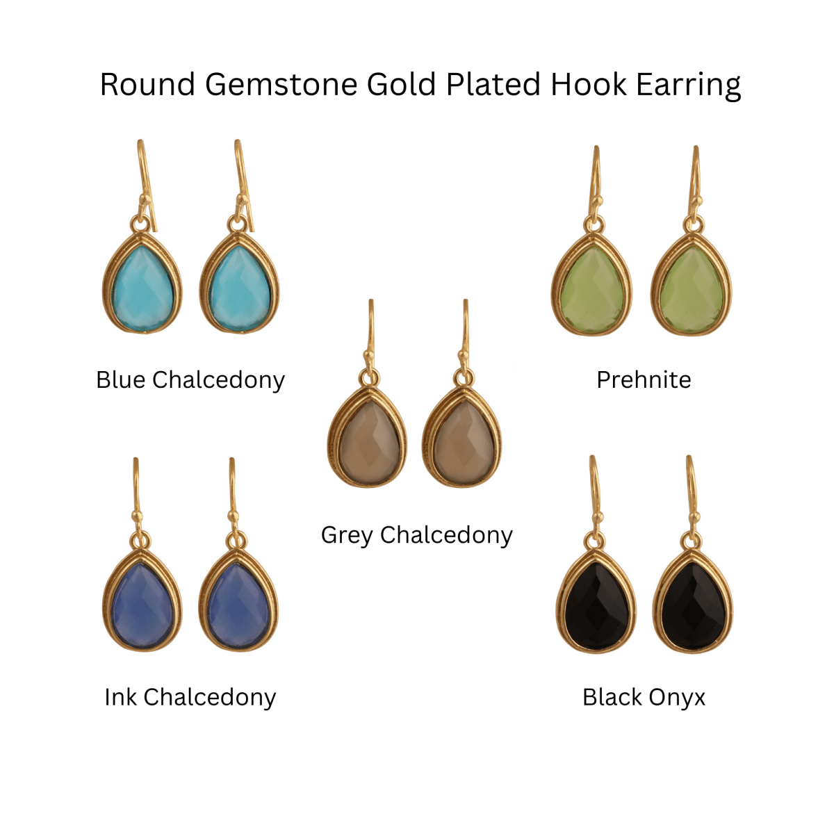 Blue Chalcedony Dangle Drop Hook Earrings, Minimalist Birthstone Jewelry CE - 1035