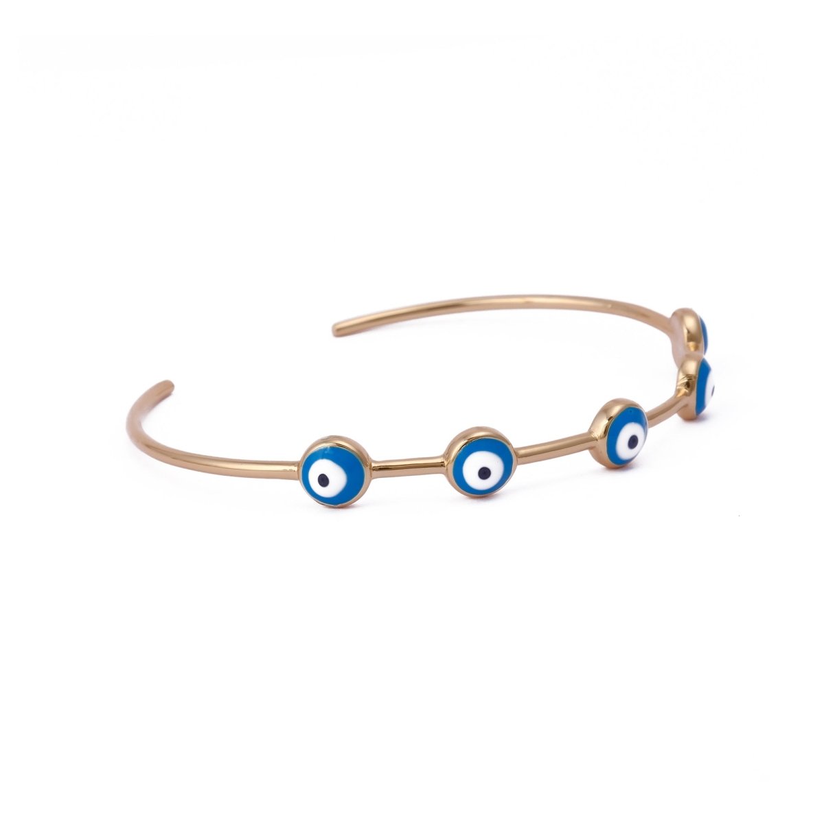 Blue Enamel Bracelet Evil Eye Cuff Bracelet Gold Plated Bangle