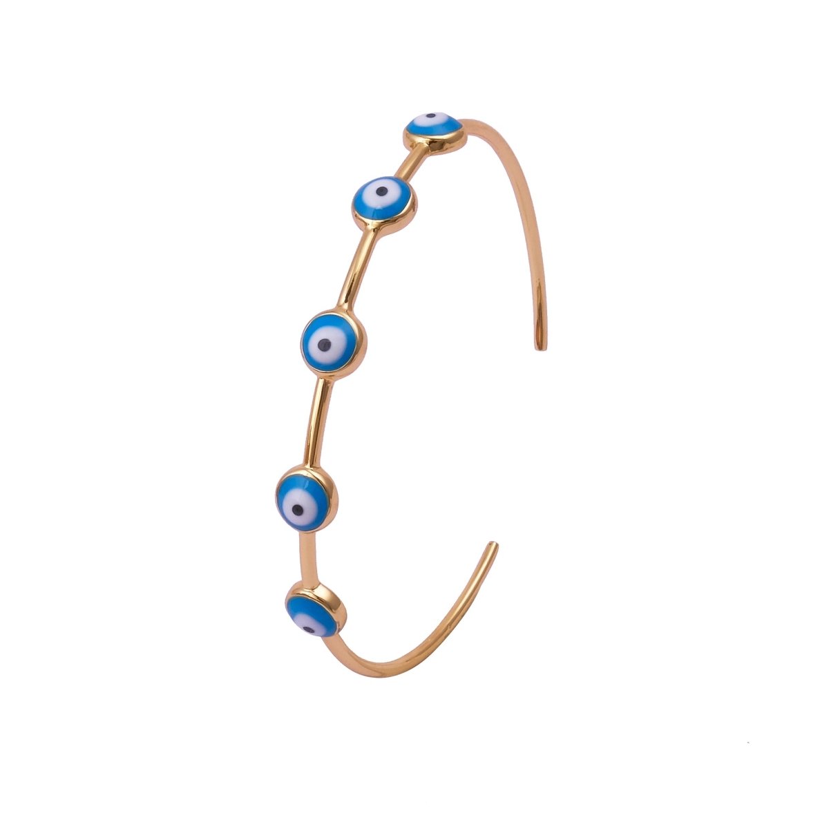 Blue Enamel Bracelet Evil Eye Cuff Bracelet Gold Plated Bangle