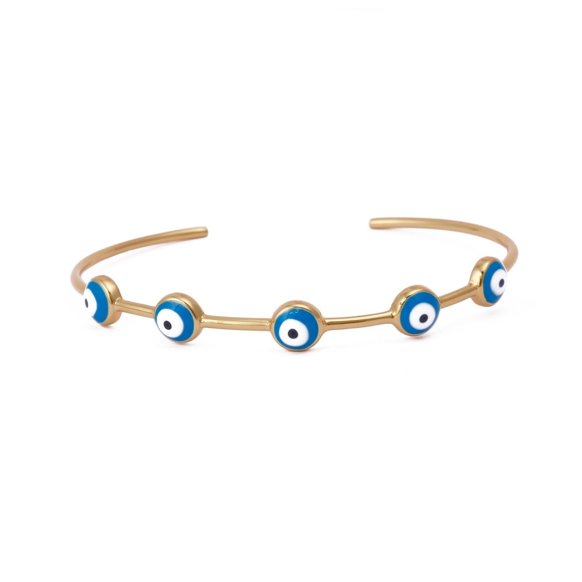 Blue Enamel Bracelet Evil Eye Cuff Bracelet Gold Plated Bangle